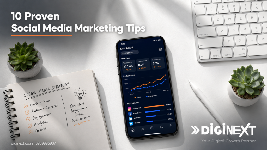 Social media marketing tips and dashboard